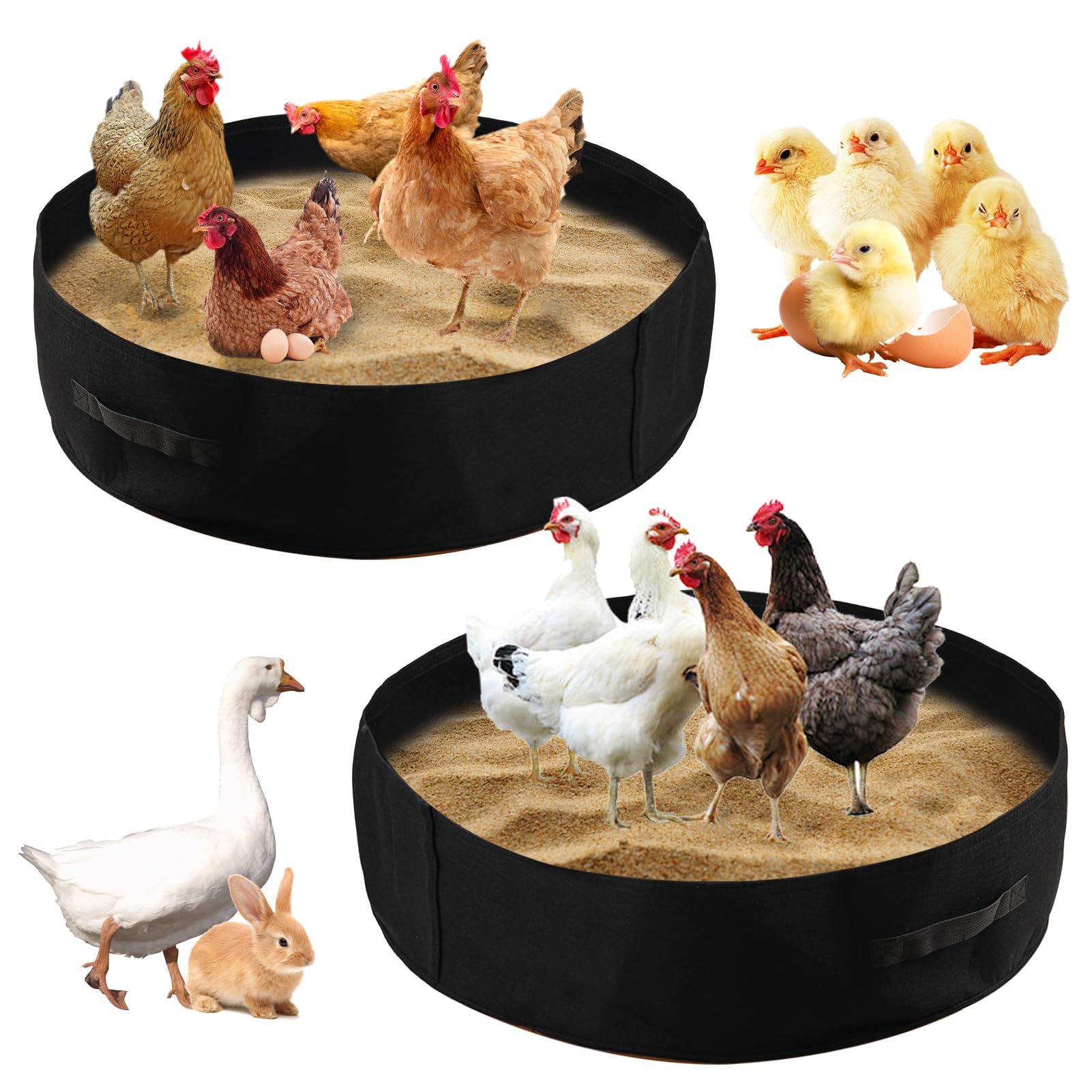 Chicken Dust Bath Tub Chicken Coop Cleaner Containe Essential Chicken Coop Accessory (2 Pack)