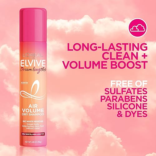 Miniatura 4 de LOreal Paris Elvive Dream Lengths Air Volume - Champú seco absorbe instantáneamente aceite sensación de limpieza de larga duración sin residuos