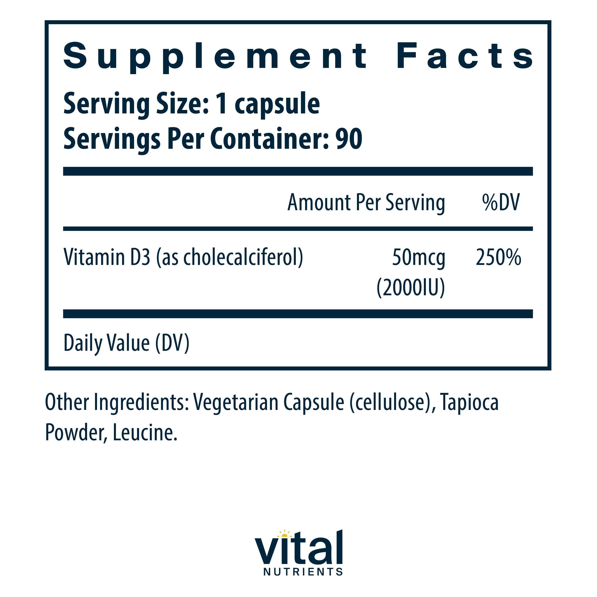 Vital Nutrients Vitamin D 2,000 IU, 90 Capsules — Amazon image 2