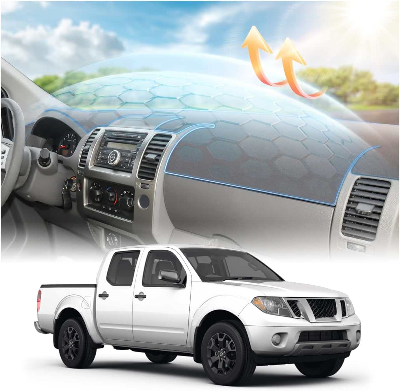 Cartist Gray Dash Cover for Nissan Frontier 2005-2021/Pathfinder 2005-2012/Xterra 2005-2015 Dashboard Cover Accessories Premium Suede Anti-Glare Sun Shade Dash Mat Non-Slip Interior Protector