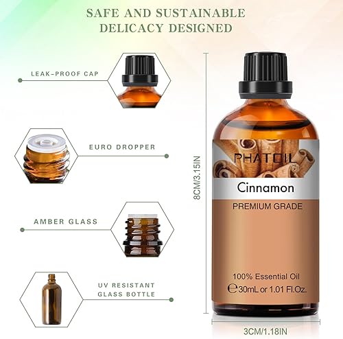 Vista 198 de PHATOIL Aceite esencial de sándalo de 3.3 fl oz, aceites esenciales puros de aromaterapia para difusor, humidificador, relajación, aceites