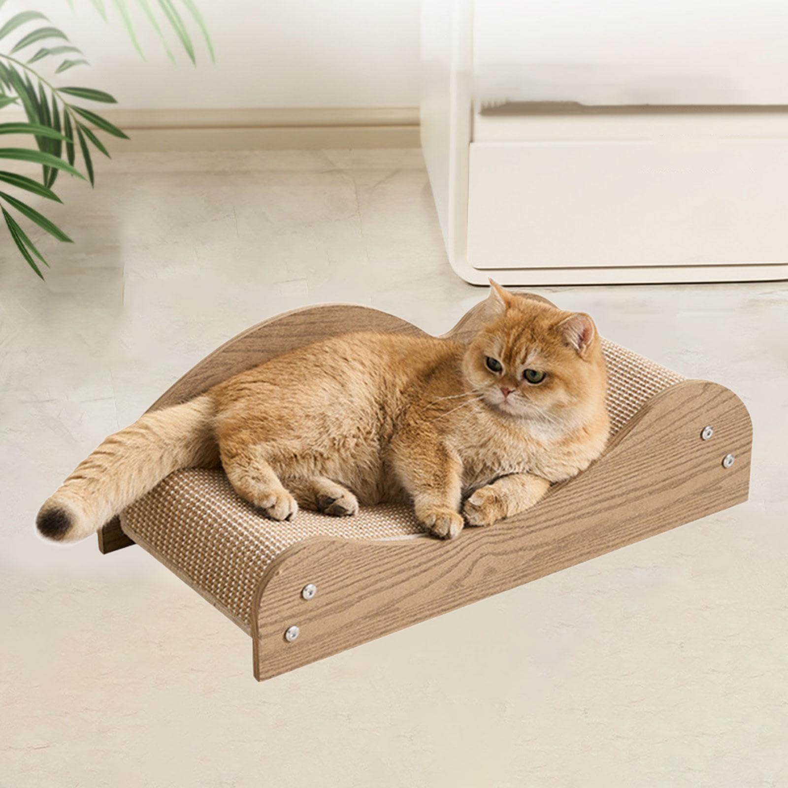 Kratzbrett für Katzen Katzenkratzpad Interaktives Kratzspielzeug Möbelzubehör Aus Robustem Holz Komfortable Liegefläche Vielseitig für Schlafplatz Woh, Style A