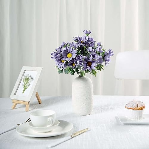 Miniatura 2 de Efavormart - Paquete de 4 arbustos de margaritas artificiales de lavanda de 11 pulgadas, flores de seda, perfectas para bodas, decoraciones de