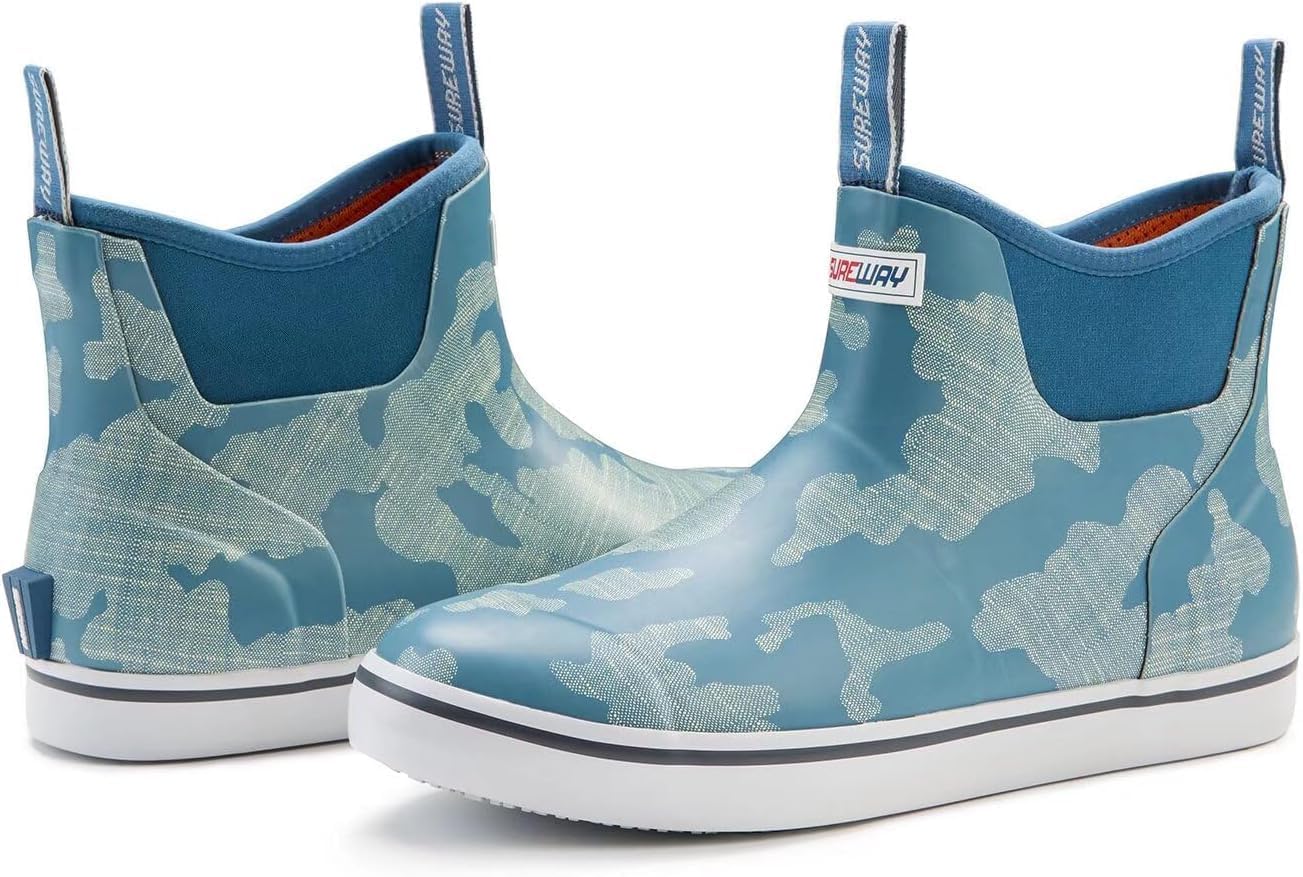 SUREWAY Men's Ankle Fishing Deck Boots for Men-Waterproof,Professional Non-Slip Soles for Wet Slippery Surface,Neoprene Rubber Rain Boot/Shoes for Hunting Boating Gardening - Image 5