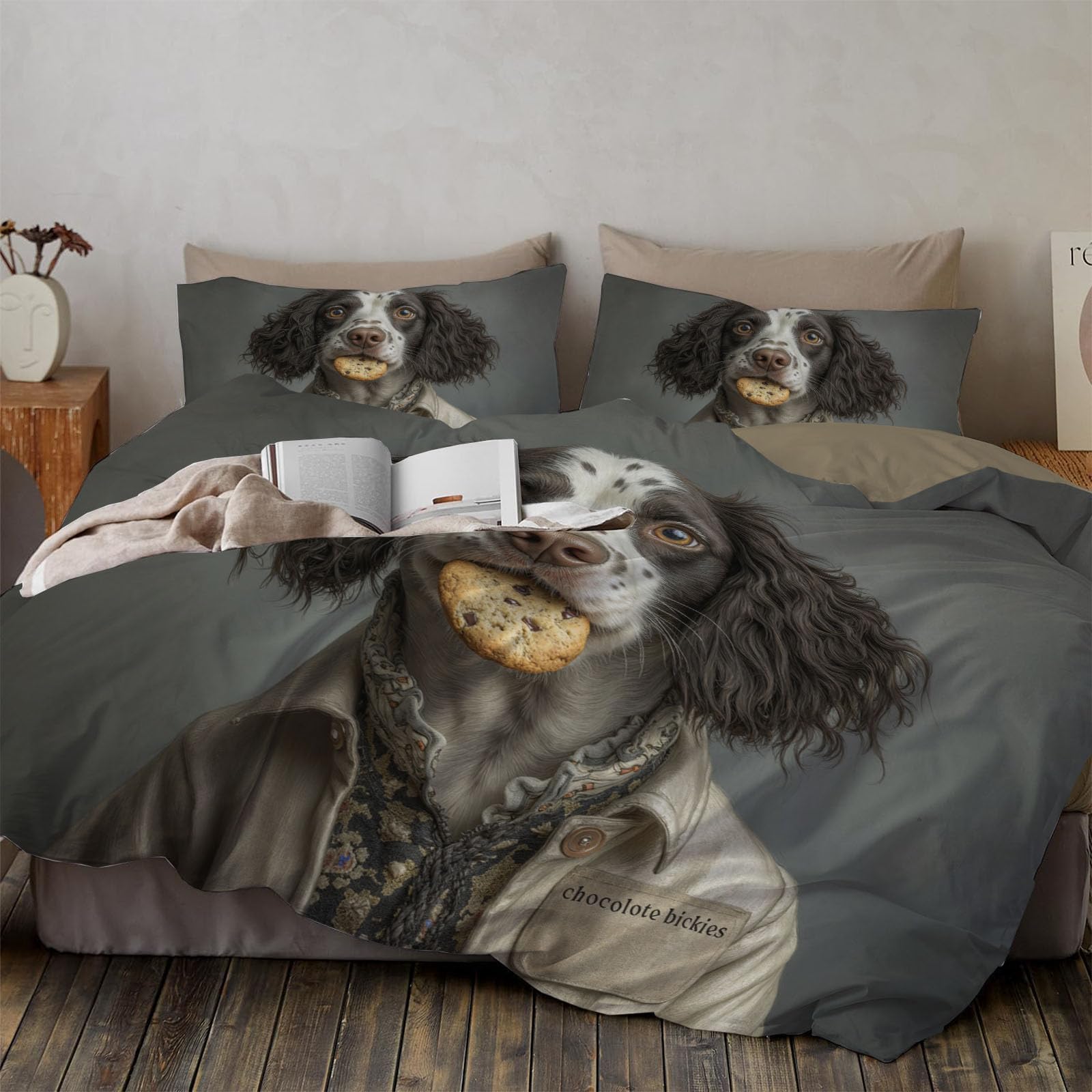 Housse de couette 240x260 biscuits chiens pour une chambre d'enfant ludique et chaleureuse