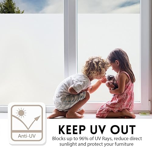 Miniatura 2 de Kespen - Película esmerilada de privacidad para ventana, control de calor, bloqueo solar UV, calcomanías de vidrio de adherencia estática, no