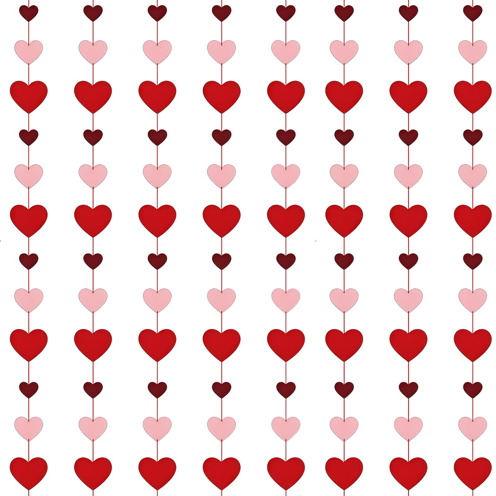 Solihigh Valentines Decorations, 8 Packs Valentines Felt Heart Hanging String Garlands - -Burgundy Pink Red Heart Garland Decorations for Home Office Wedding Anniversary Birthday Party