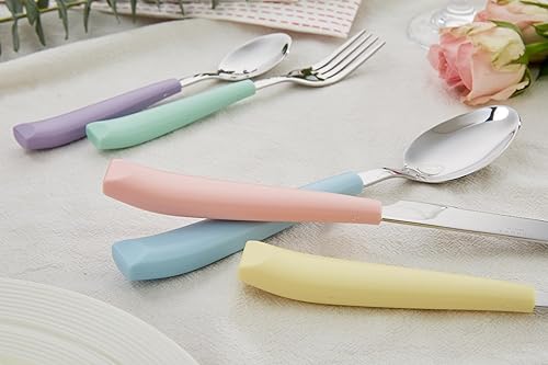 Miniatura 5 de ANNOVA Juego de cubiertos de acero inoxidable con mango de color pastel mixto