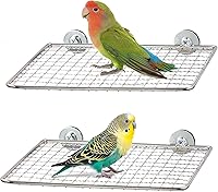 Jevnd 2pcs Stainless Steel Open-Grid Bird Perches for Cages - Easy Clean, Claw-Friendly for Parrots, Cockatiels, Conures, Budgies