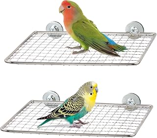 Jevnd 2pcs Stainless Steel Open-Grid Bird Perches for Cages - Easy Clean, Claw-Friendly for Parrots, Cockatiels, Conures, Budgies