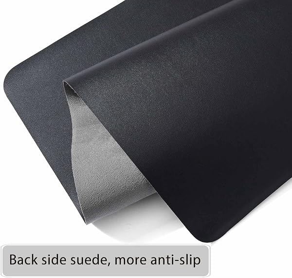 Tapis de Souris Grand Prolongé Mouse Pad Mat XXL sous Main Bureau en Cuir Tapis de Portable Pad Écriture pour Bureau/Domicile/Gaming, PU Étanche + Suède Antidérapant 90 x 43 cm (Noir) - 5