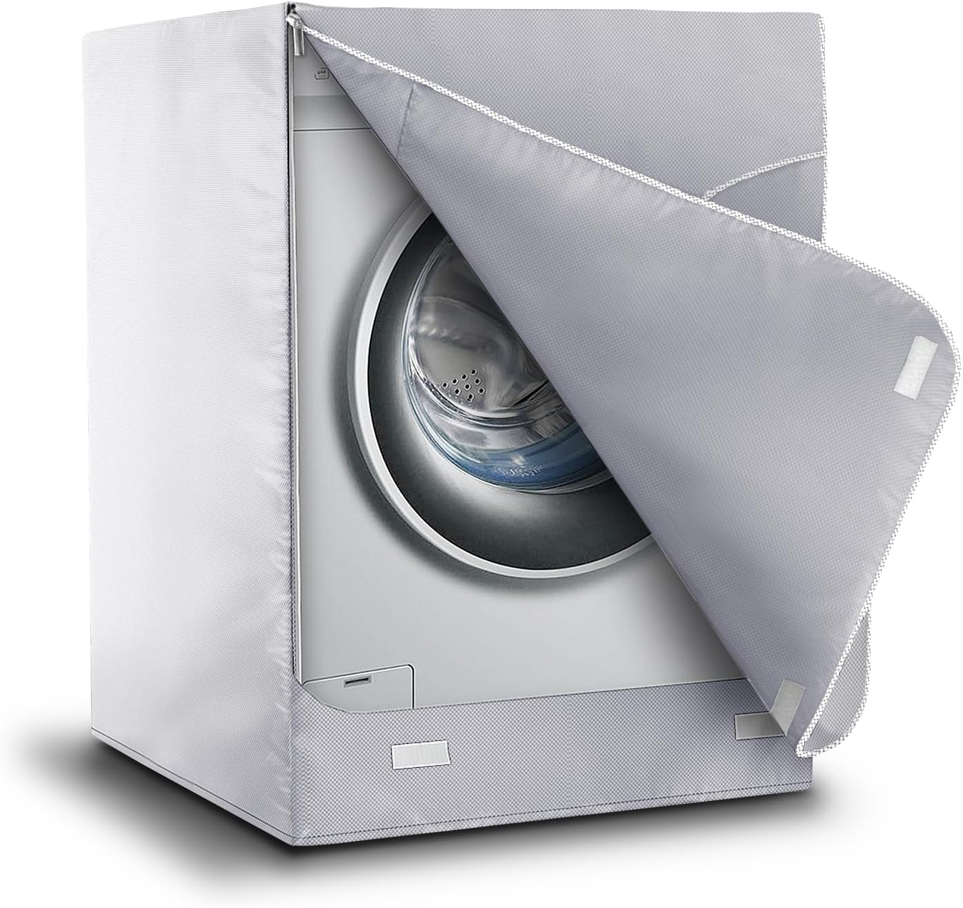 AKEfit Washer/Dryer Cover for Front Load, Washing Machine Cover Waterproof, Dustproof and Anti-UV, Heavy Duty Oxford Washer Covers for Outside, 27"W x 33"D x 39"H -Silver
