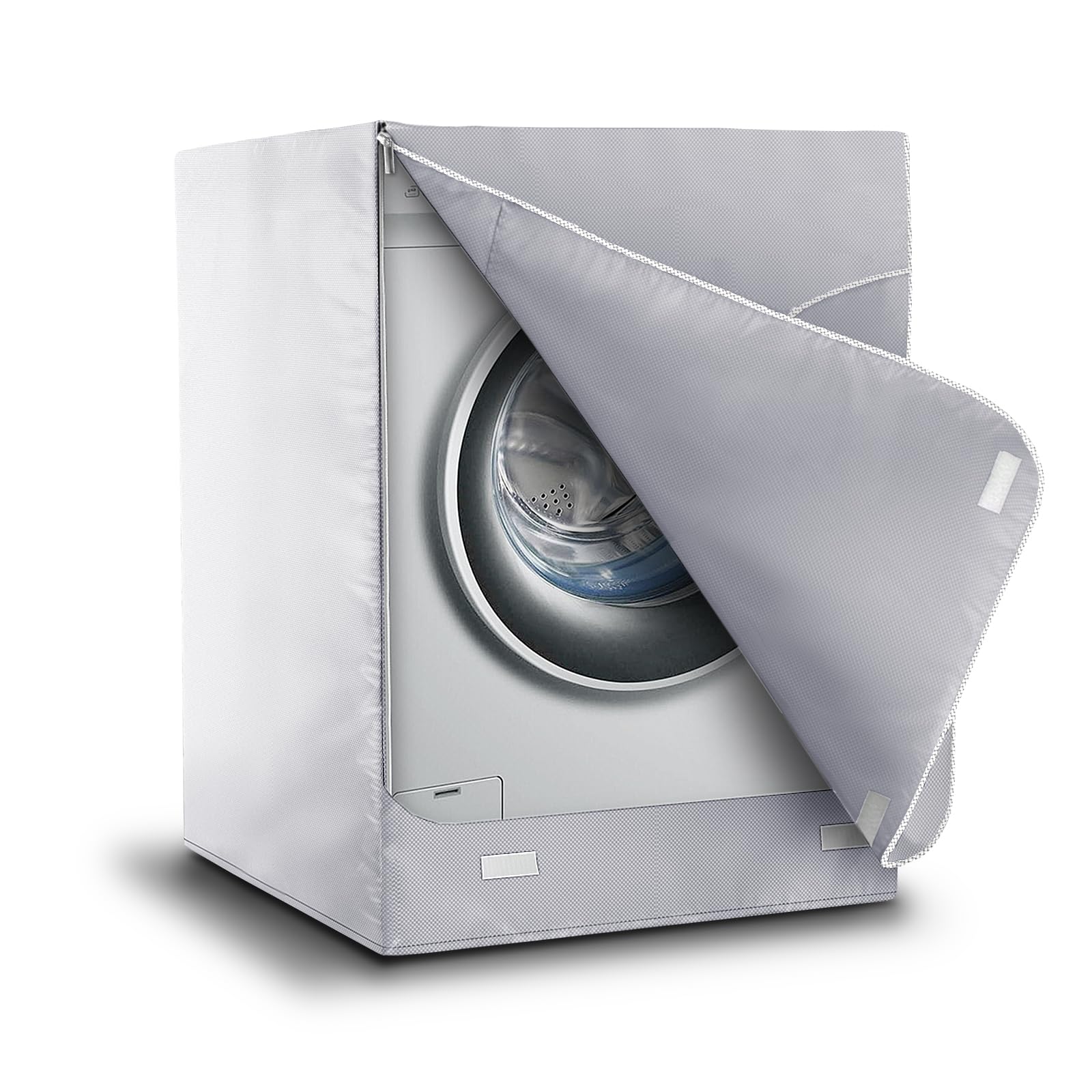 AKEfit Washer/Dryer Cover for Front Load, Washing Machine Cover Waterproof, Dustproof and Anti-UV, Heavy Duty Oxford Washer Covers for Outside, 27"W x 33"D x 39"H -Silver