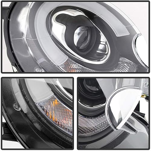 Miniatura 3 de ACANII - Para [modelo halógeno] 2007-2013 Mini Cooper LED Tubo de luz DRL carcasa negra proyector faros delanteros