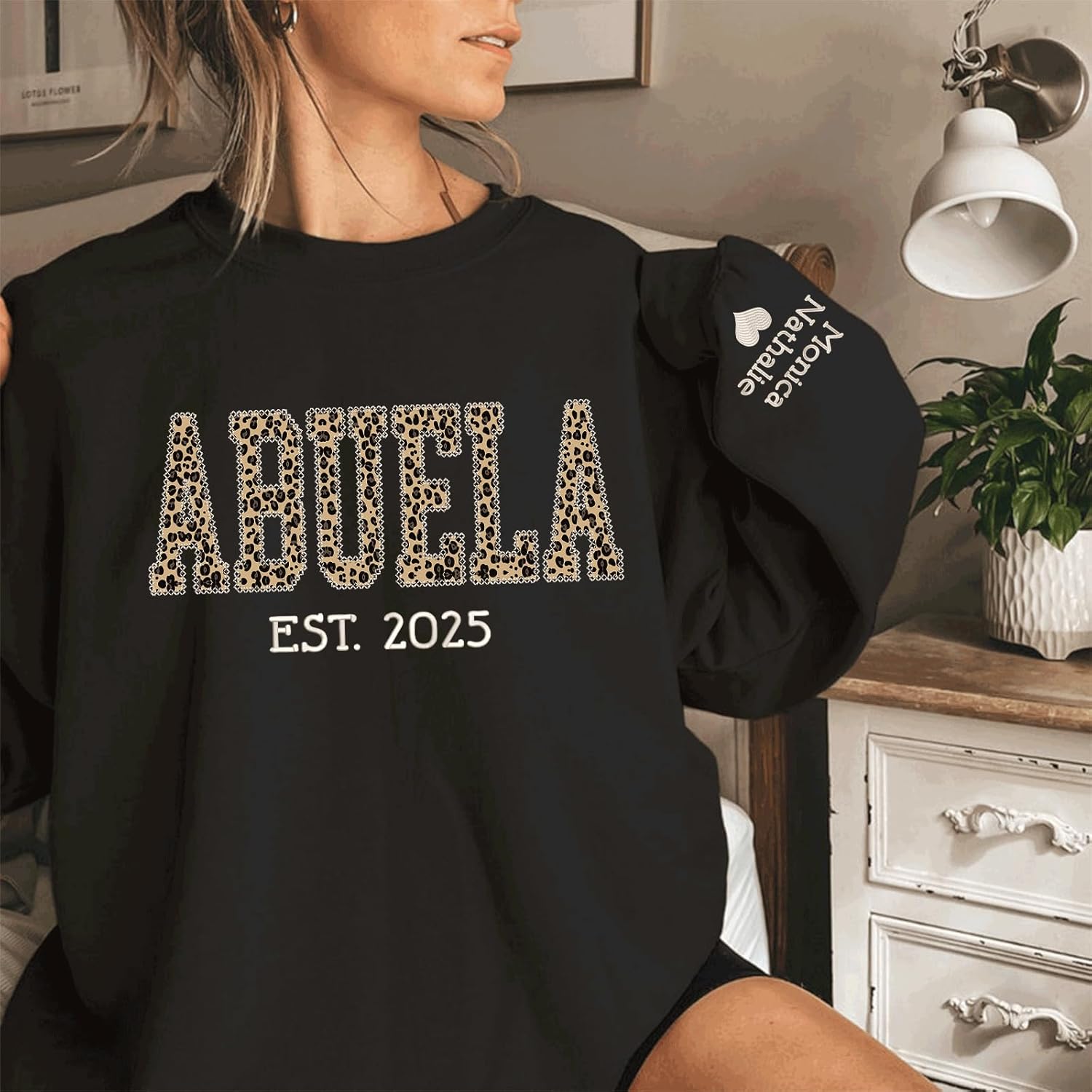 Personalized Floral Embroidered Grandma Crewneck Sweatshirt - Gifts for New Grandmas, Mothers Day, Birthday - Image 2