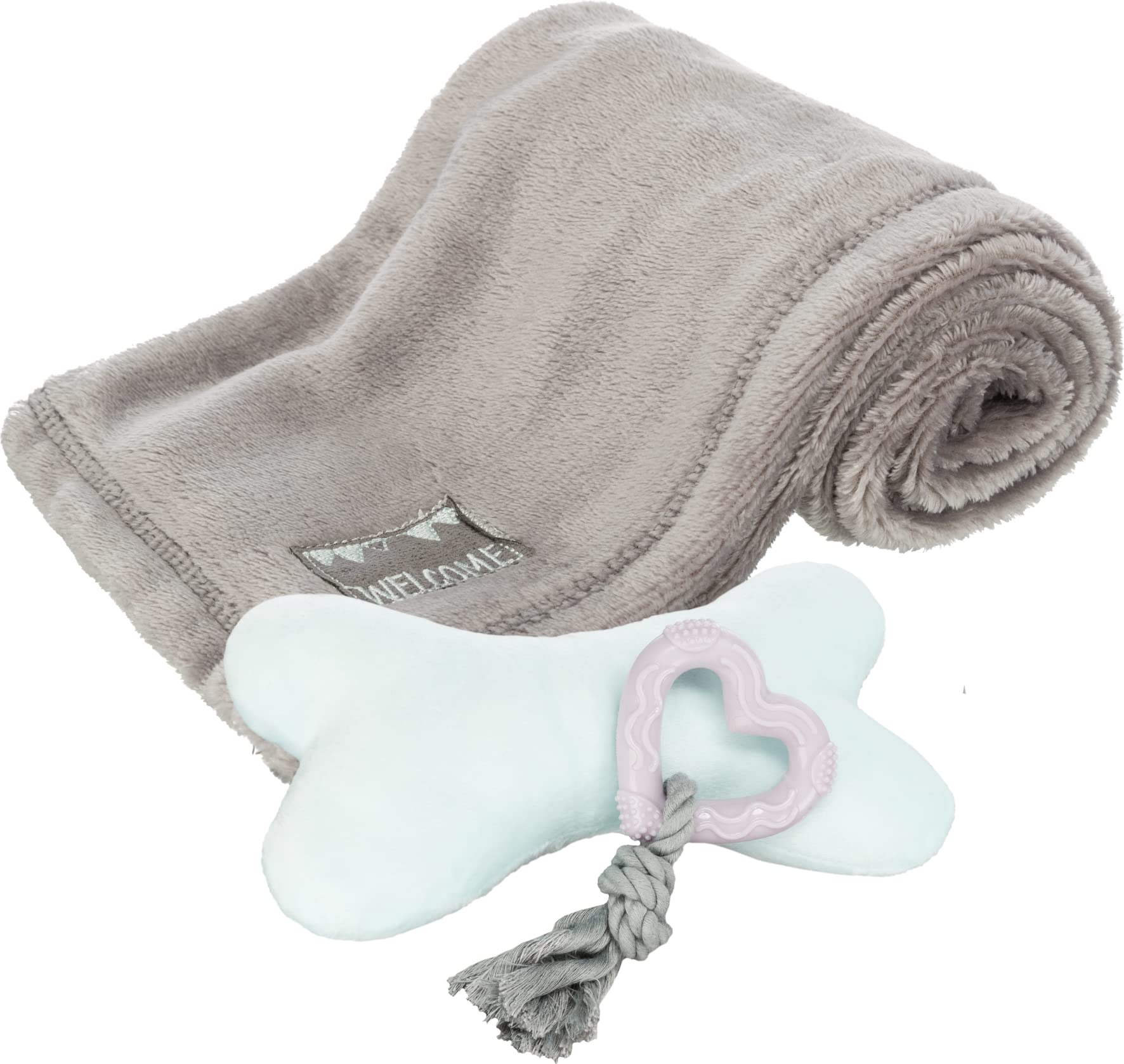 Trixie Junior Puppy Set, Puppy Blanket and Toys Set Consists of 2 Toys & A Grey Fleece Blanket (B09D5M7GN1) Amazon Price History, Amazon Price Tracker