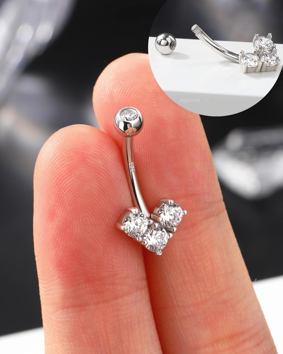 925 Sterling Silver Belly Button Rings 14G Heart Belly Navel Rings for Women Cute Navel Piercing Jewelry