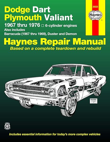 Dodge Dart & Plymouth Valiant covering Dodge Dart, Demon, Plymouth Valiant, Duster with 6 cylinder engines (67-76) & Barracuda (67-69) Haynes Repair Manual (Haynes Repair Manuals)