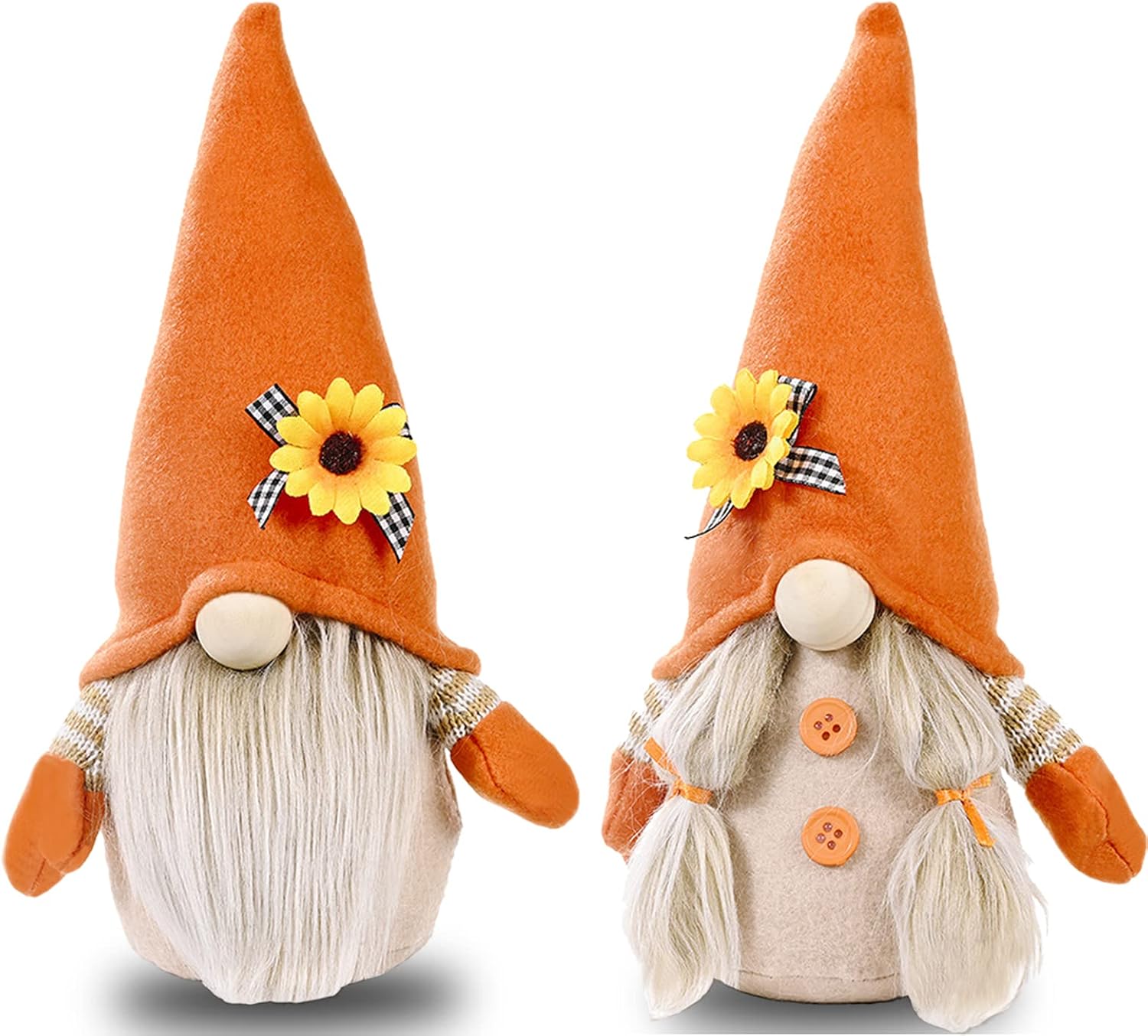 2Pcs Fall Gnomes Plush, Handmade Autumn Sunflower Plush Elf