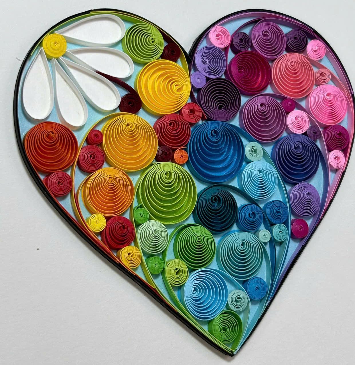 Handcrafted 3D Quilling Colorful Heart Greeting Card for Love, Valentine's Day, Mother's Day, Father's Day or Anniversaries, Blank Inside, Ready to Gift, Includes Envelope image 4