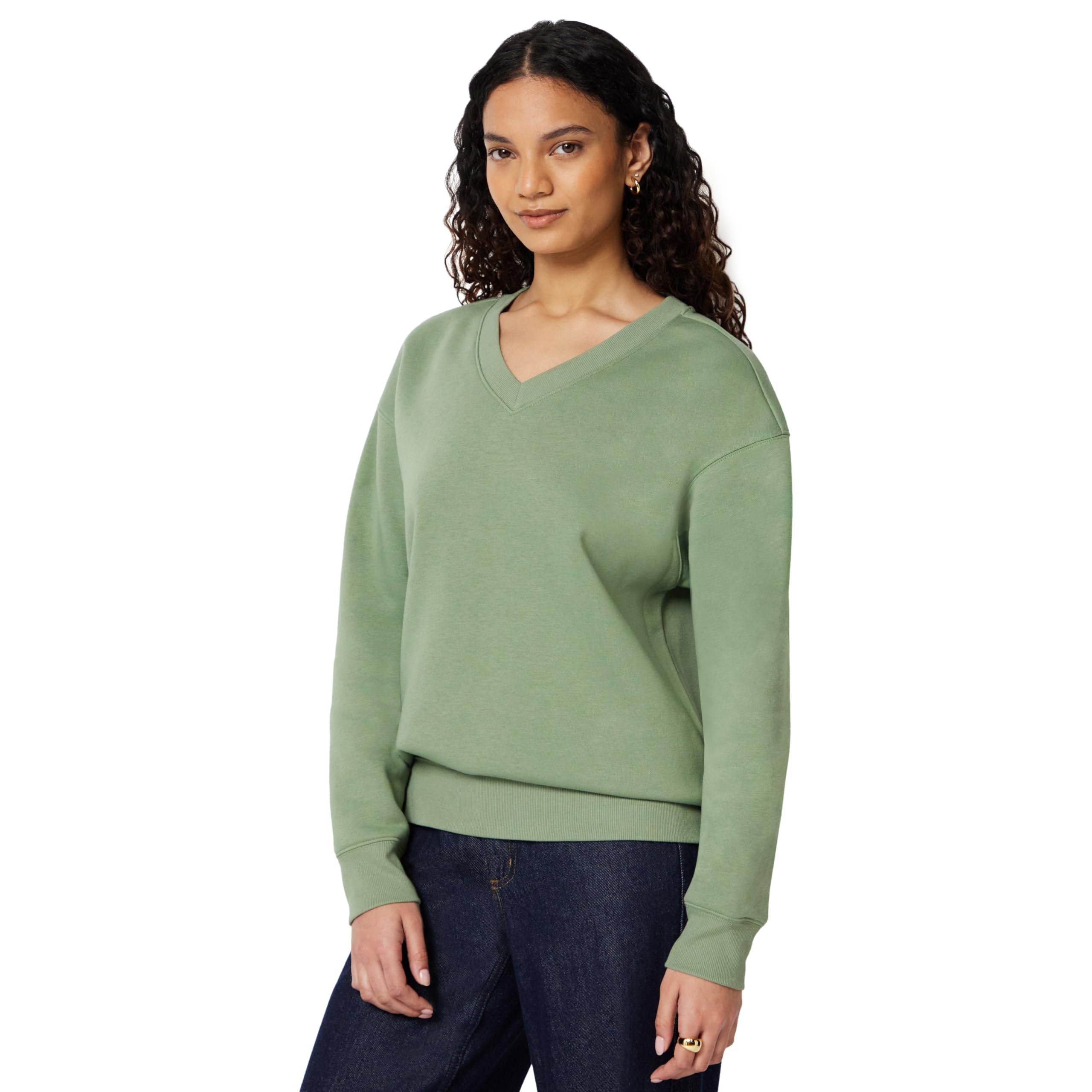 Amazon Essentials Women's Oversized V-Neck Fleece Pullover Sweatshirt, Sage Green, XX-Large