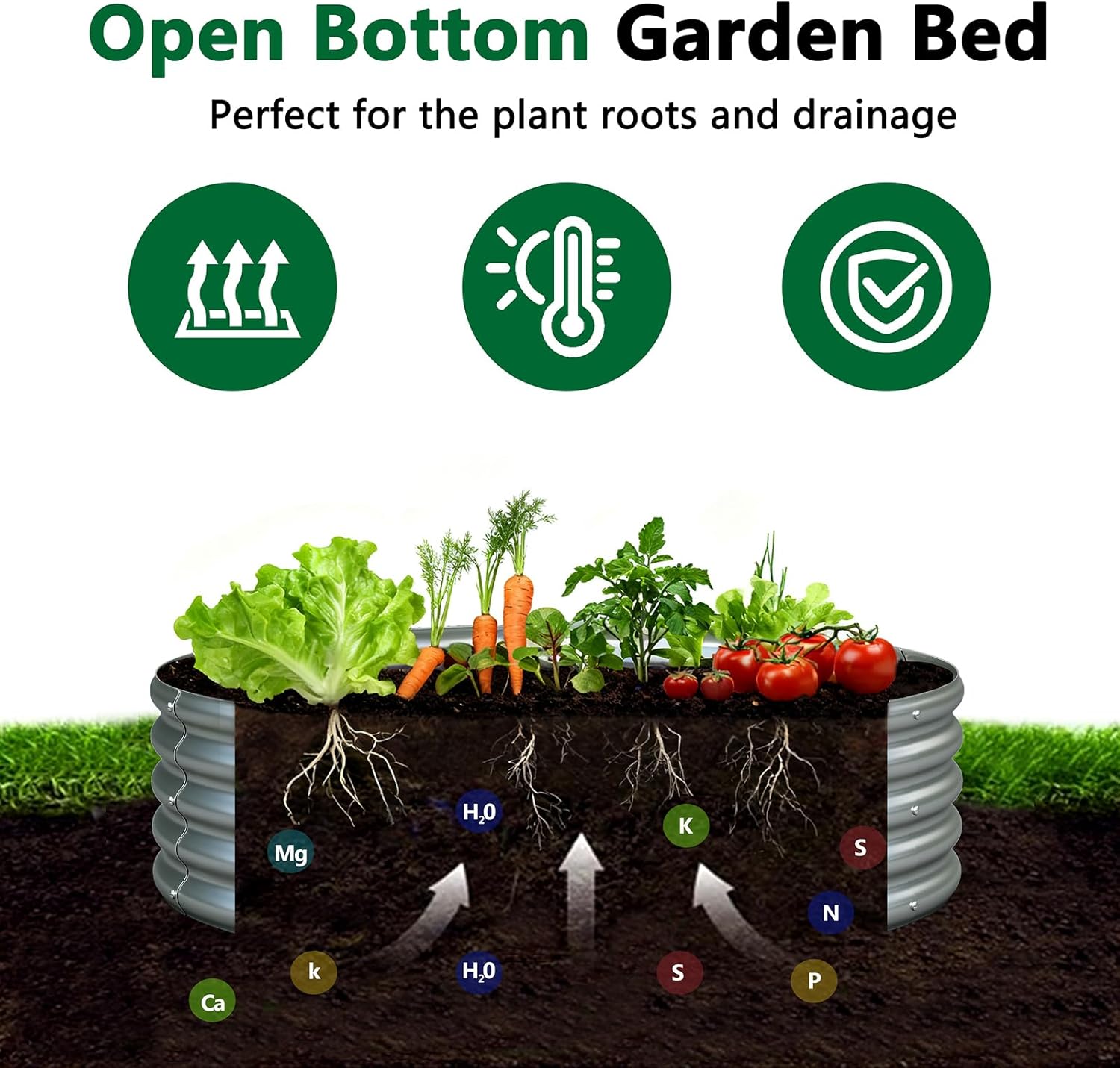 zizin 2 Pack Galvanized Raised Garden Bed Metal Round Raised Garden Beds Outdoor Planter Box for Vegetables (2FT, Silver)