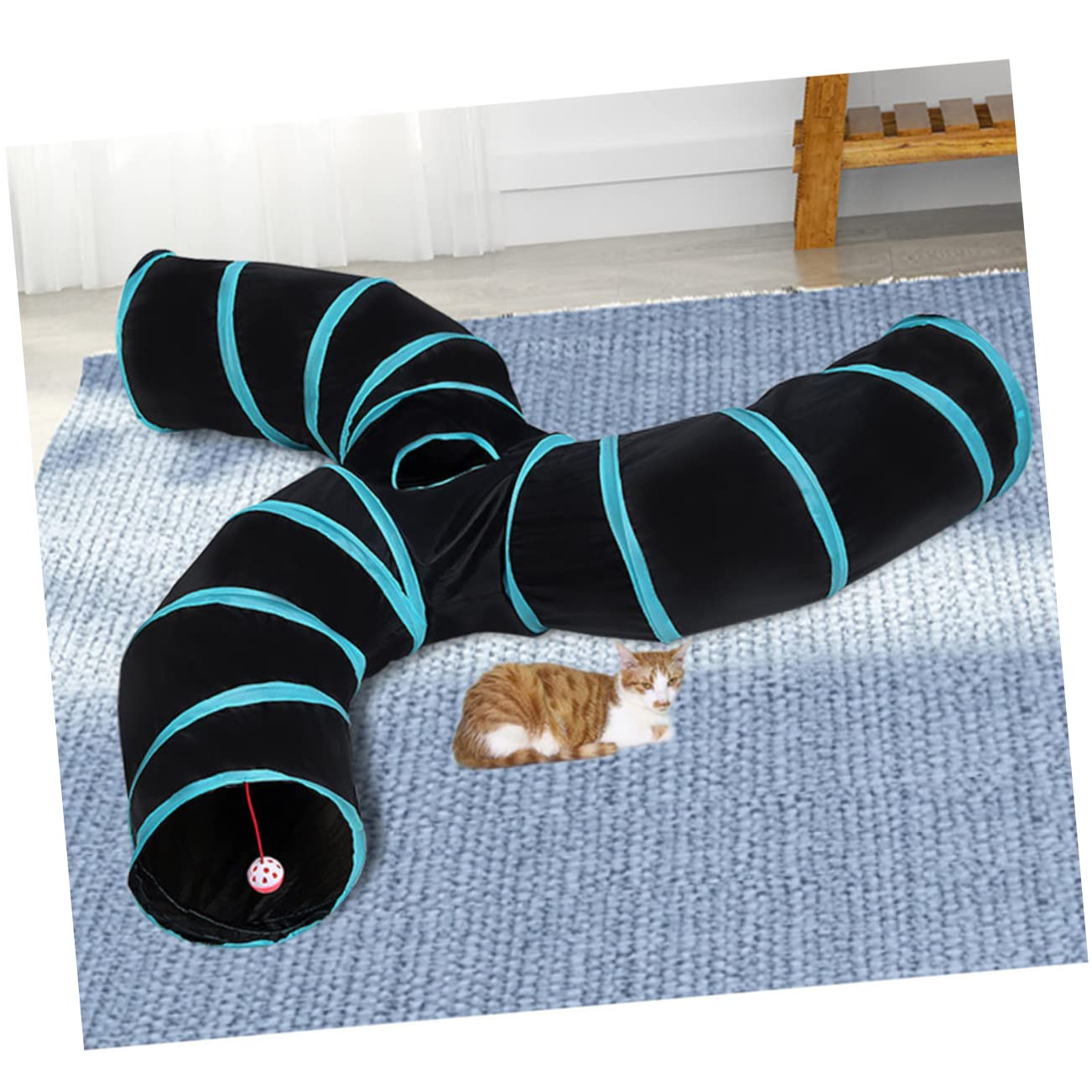 UPKOCH Tunnel Pieghevole per Gatti Imbottito Giocattolo Tubo per Animali Domestici Design Tre Tunnel per Divertimento del Gatto Piccolo e Portatile