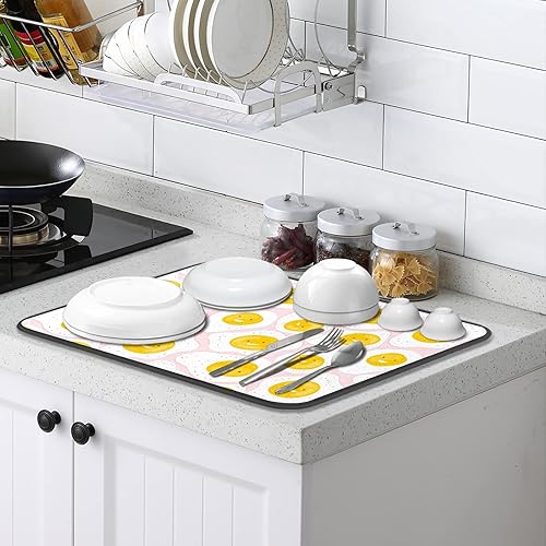 Miniatura 6 de Tapete de secado de platos para encimera de cocina, tapete absorbente de platos, resistente al calor, de doble cara, lavable, de secado fácil,