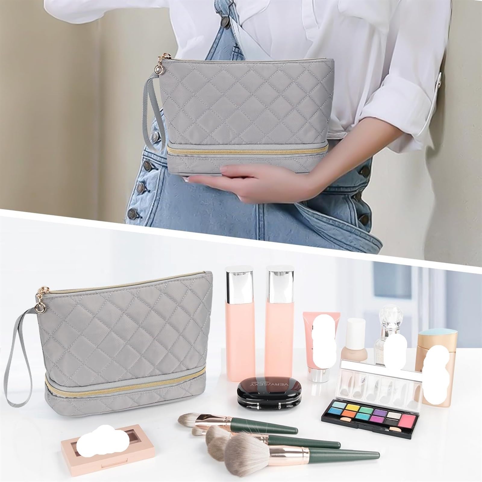 RUVOO Portátil para Viaje Bolsas Bolsa de cosméticos de Viaje Bolsa de cosméticos Transparente Bolsa de Almacenamiento de cosméticos Bolsa de Aseo Organizador Maquillaje(A)