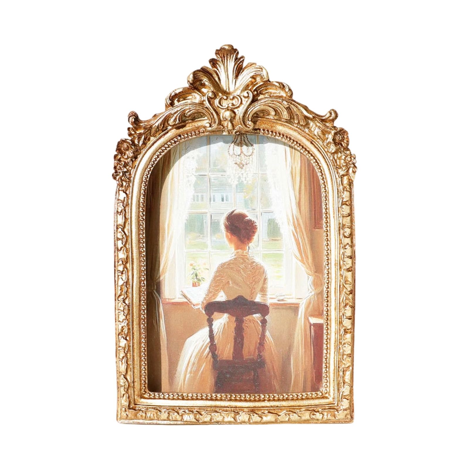 Kalttoy Antique Ornate Resins Arched Top Photo Frame with Intricate Design for Wall Hanging or Tabletop Display Home Decors Gift Wall Art Frame