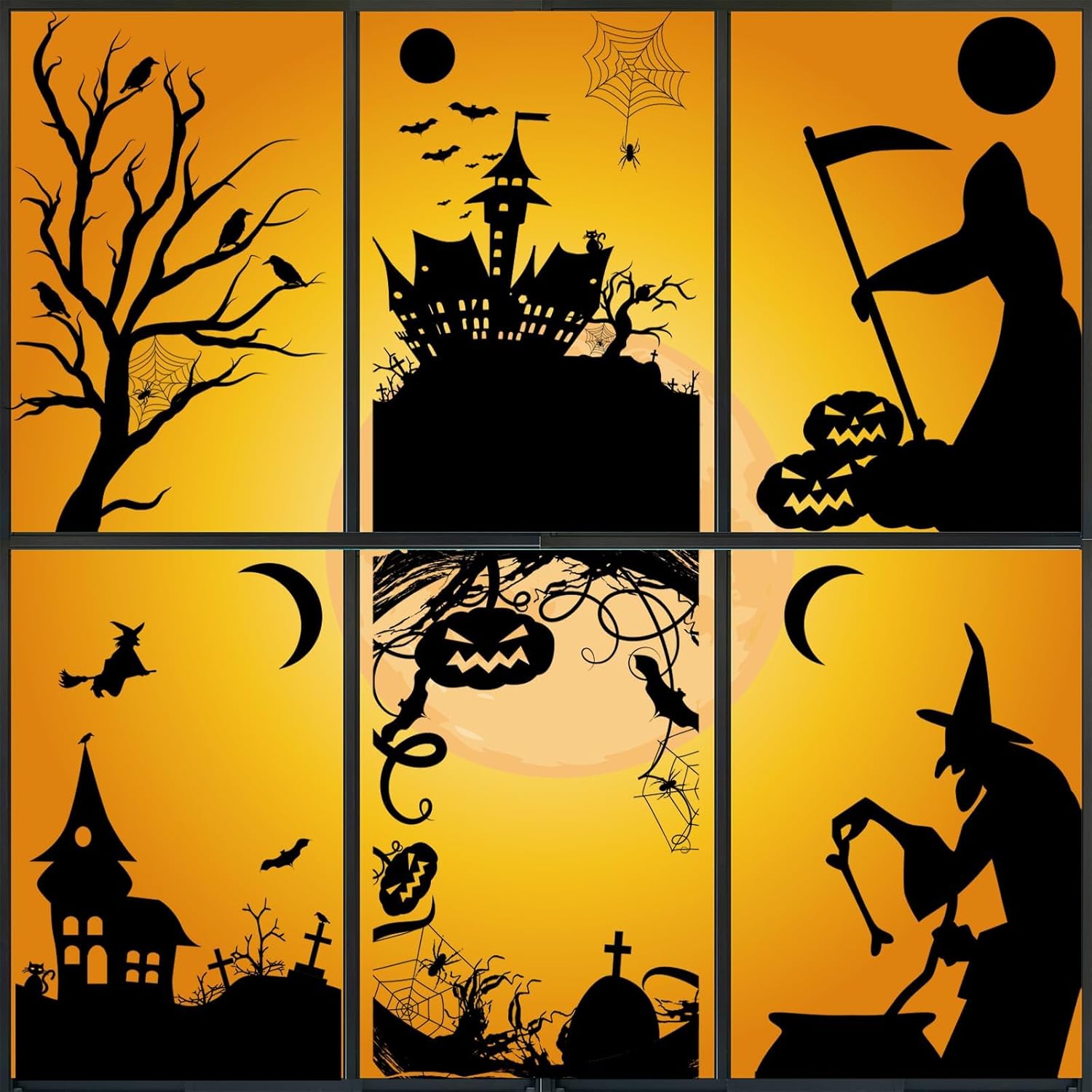 Halloween Silhouette Window Clings Double Sided Halloween