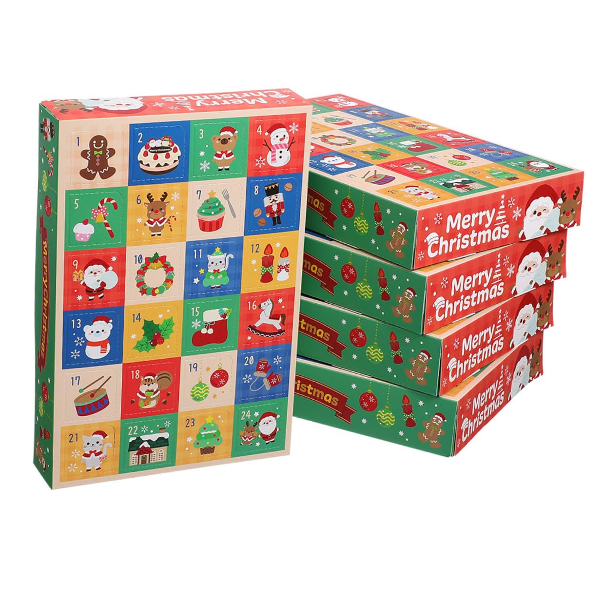 CHILDWEET 15 Stück Packung Adventskalender mit 24 Fächern Selbstgemacht Papierboxen zum Befüllen Dekorative Geschenkboxen für Süßigkeiten und Weihnachts Countdown Geeignet für Kinder