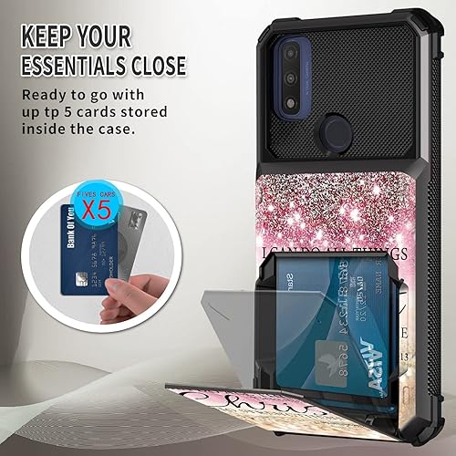 Miniatura 2 de FUYOCWE Funda tipo cartera para Motorola Moto G Pure con 5 tarjeteros funda abatible con diseño de I can do all things through Christ doble capa de