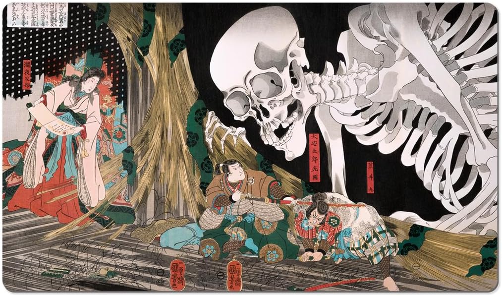Mitsukuni Skeleton Specter Custom Gaming Playmat, 14 x 24 Inch, for EDH and CCG Card Games