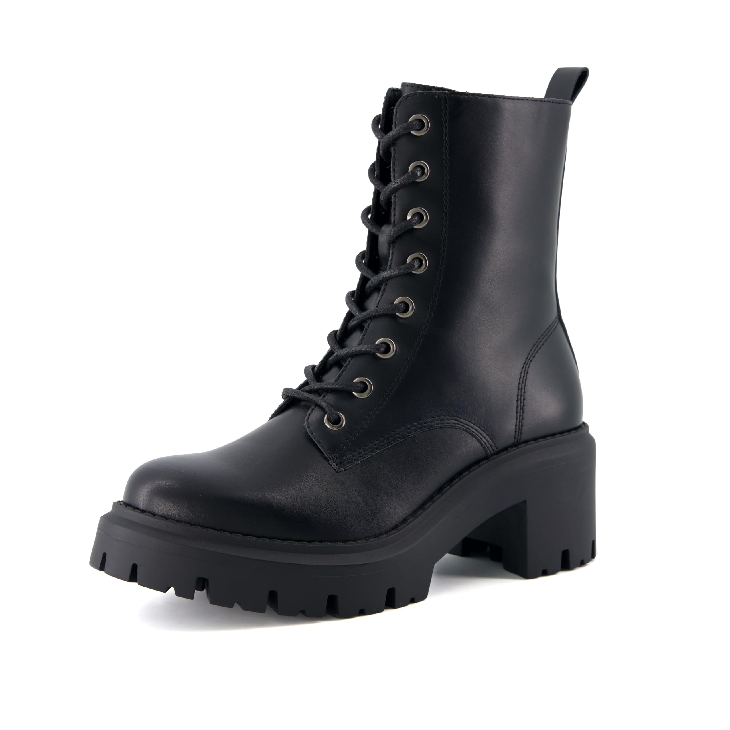 CUSHIONAIRE Balzac Womens Combat Boots | Platform Lug Sole Chunky Heeled Combat Bootie with Side Zipper, Fall Winter Ankle Boots for Women