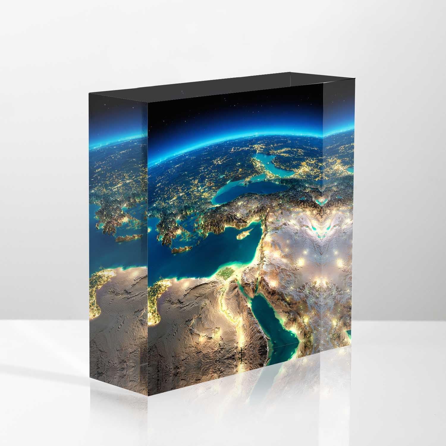 Desktop Decoration City Night View Illuminated By Moonlight Acrylic Desk Plaque Sign Congratulations Presents Appreciation,Presents for the Boss, Father's Day Presents