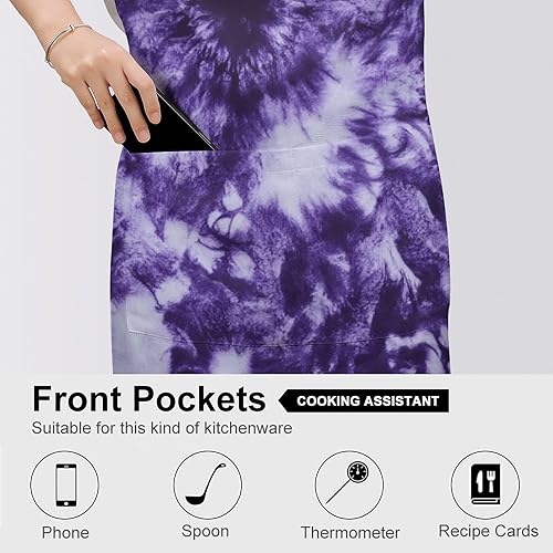Miniatura 5 de Divertido delantal ajustable para mujeres y hombres con 2 bolsillos para cocinar, hornear, jardinería, chef dibujo