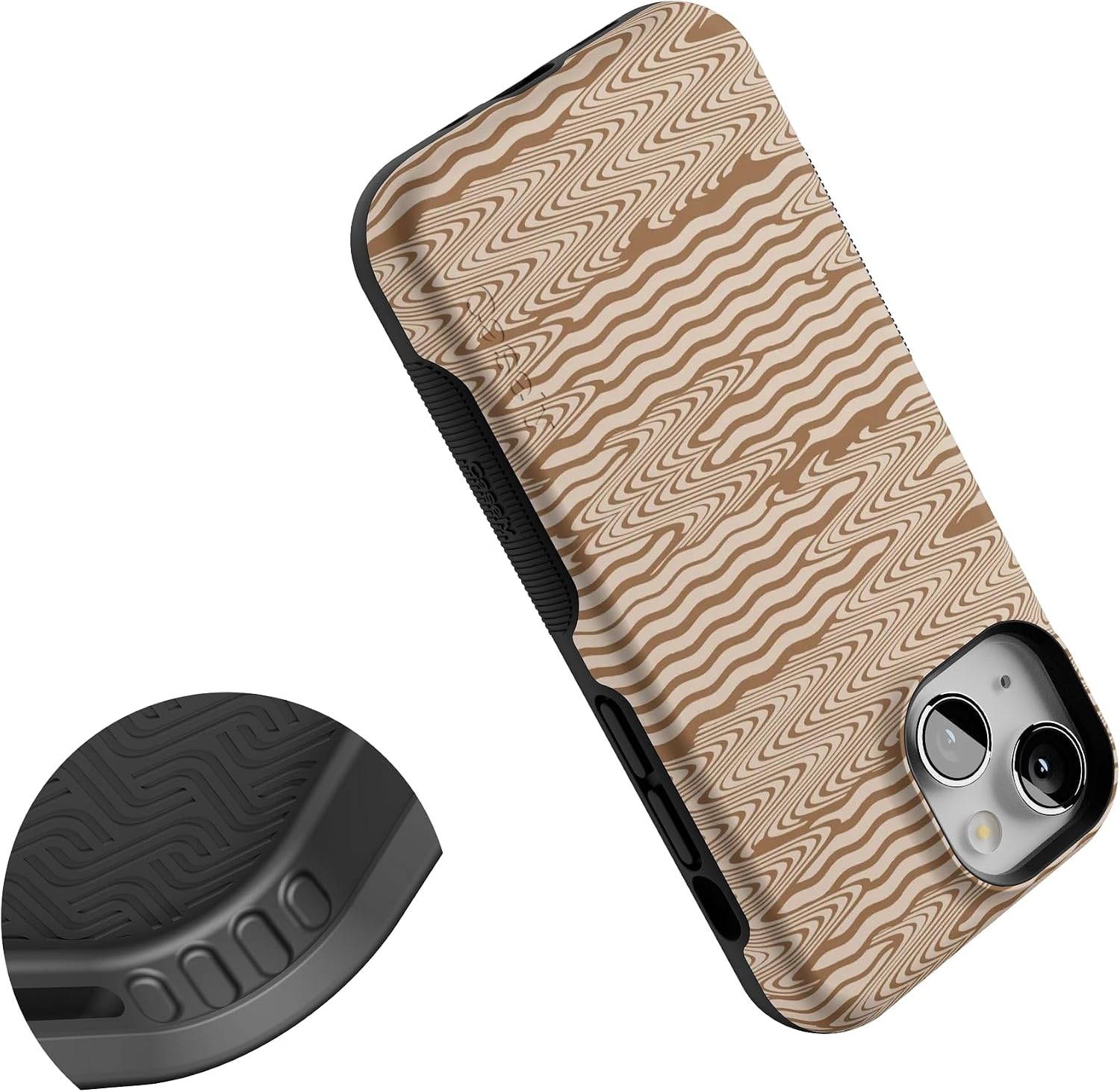 Casely iPhone 13 Mini Case | Mocha Ripple | Brown Waves | Compatible with MagSafe | Bold Protective Design