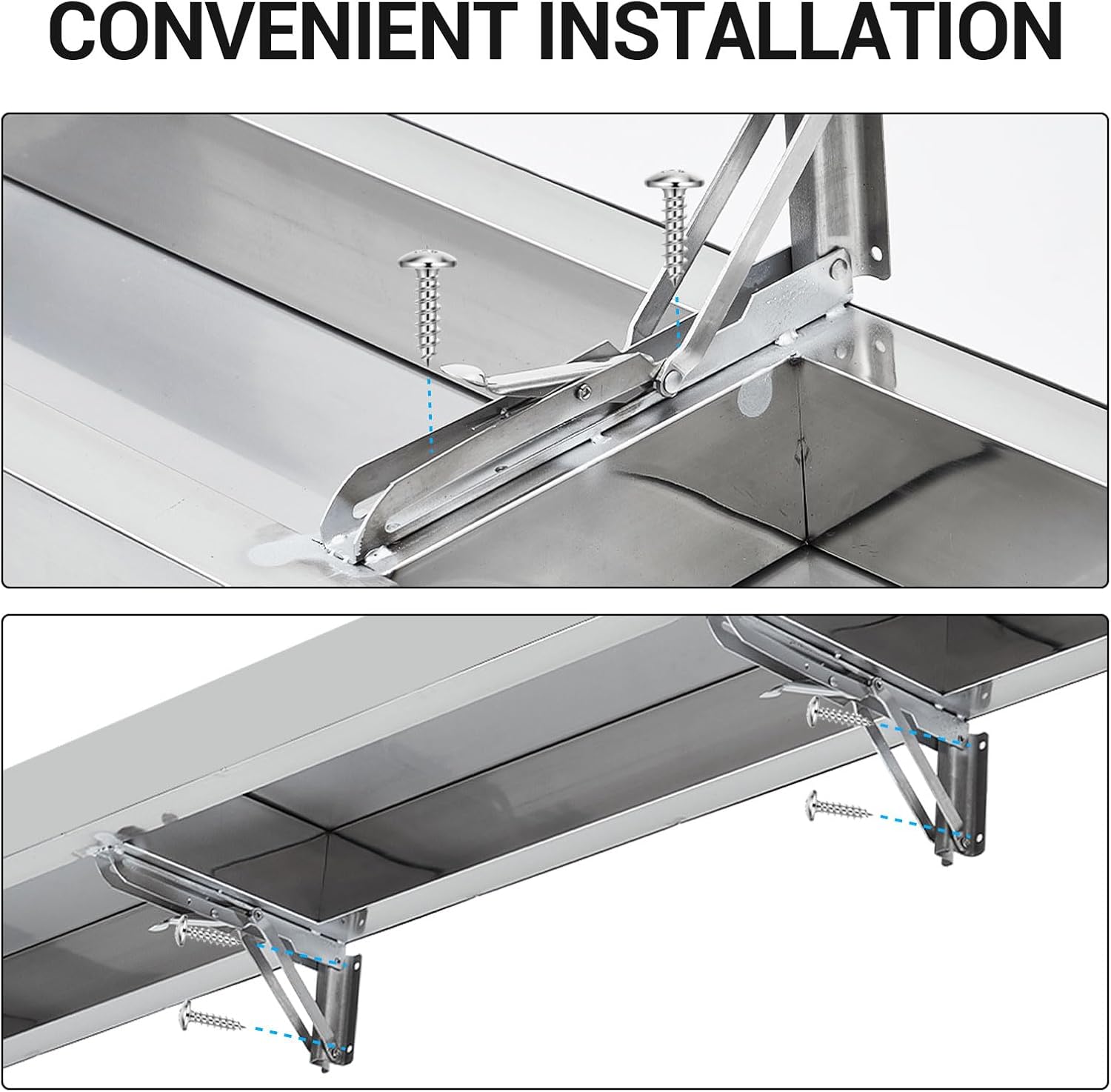 Folding Concession Shelf 48" x 12" - 304 Stainless Steel, Wall Mount, Drop Down, for Food Truck, BBQ, Restaurant