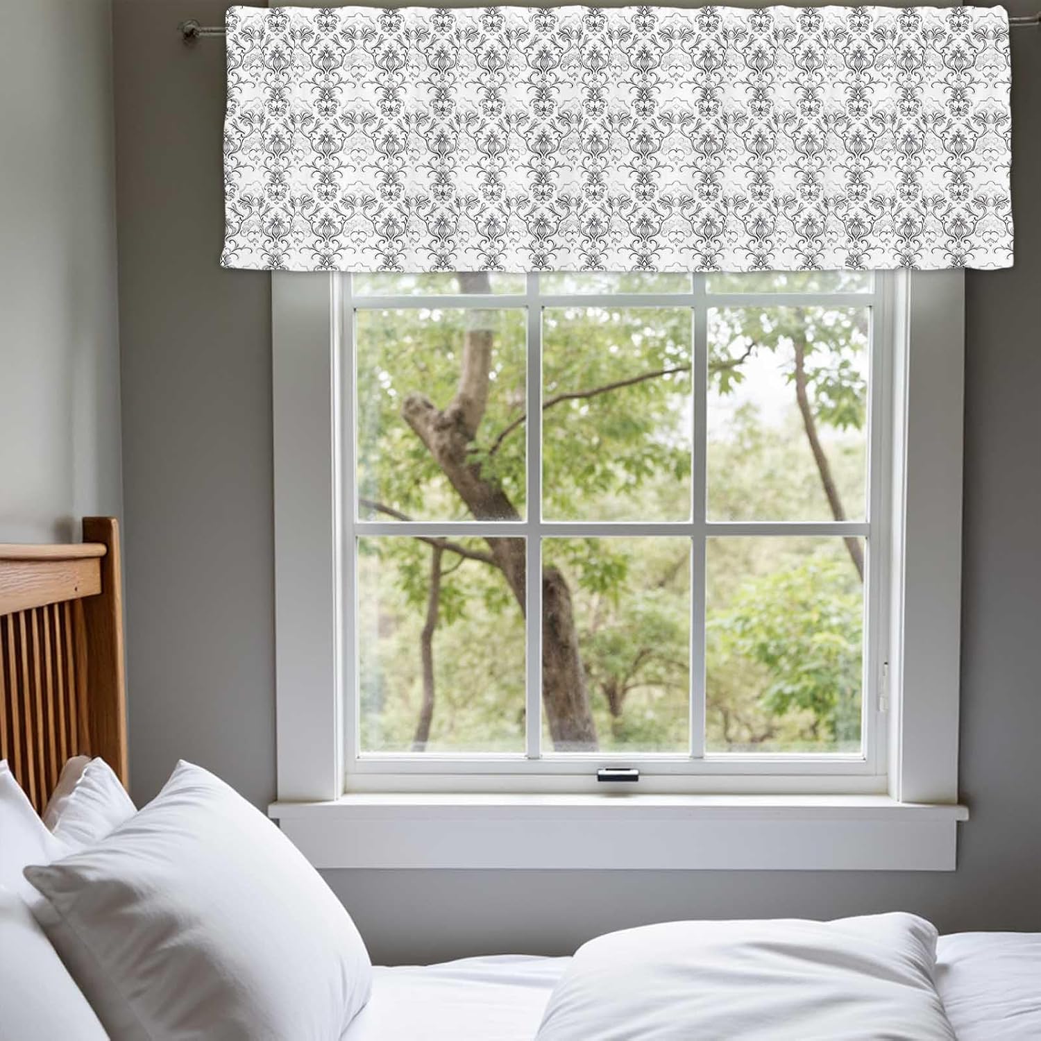54x18 Inch Polyester Black White Buffalo Gingham Plaid Curtain Valance