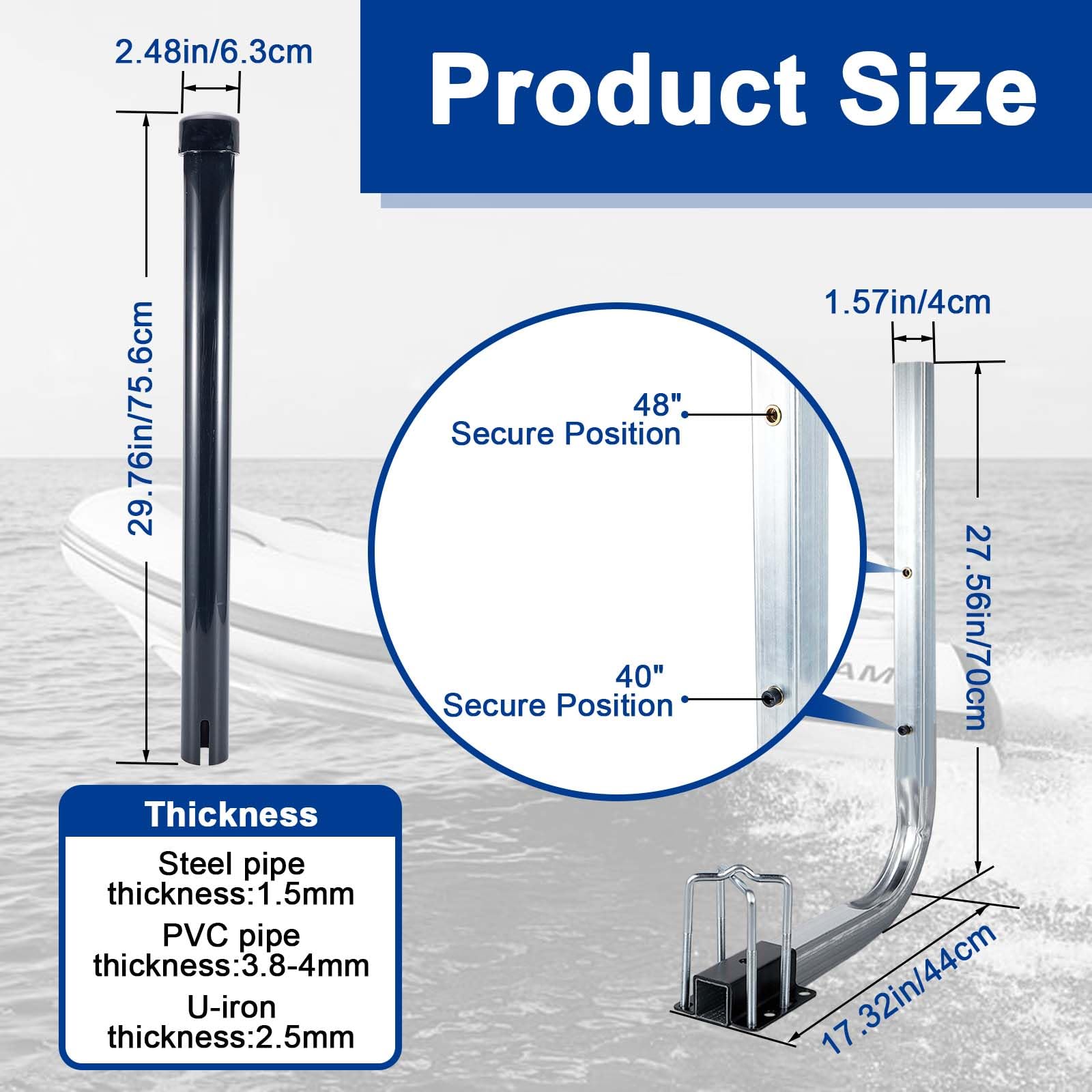PRINIC Boat Trailer Guide, Trailer Guide Ons Electro-Galvanized Steel with PVC Pipes for Ski Boat, Fishing Boat, Sailboat Trailer, Black and Silver