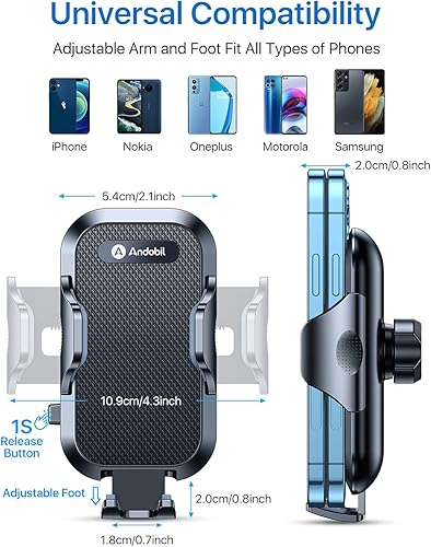 Miniatura 4 de Soporte para teléfono de automóvil andobil actualizado 2022 militar resistente agarre firme y nunca se desliza Soporte para teléfono celular de