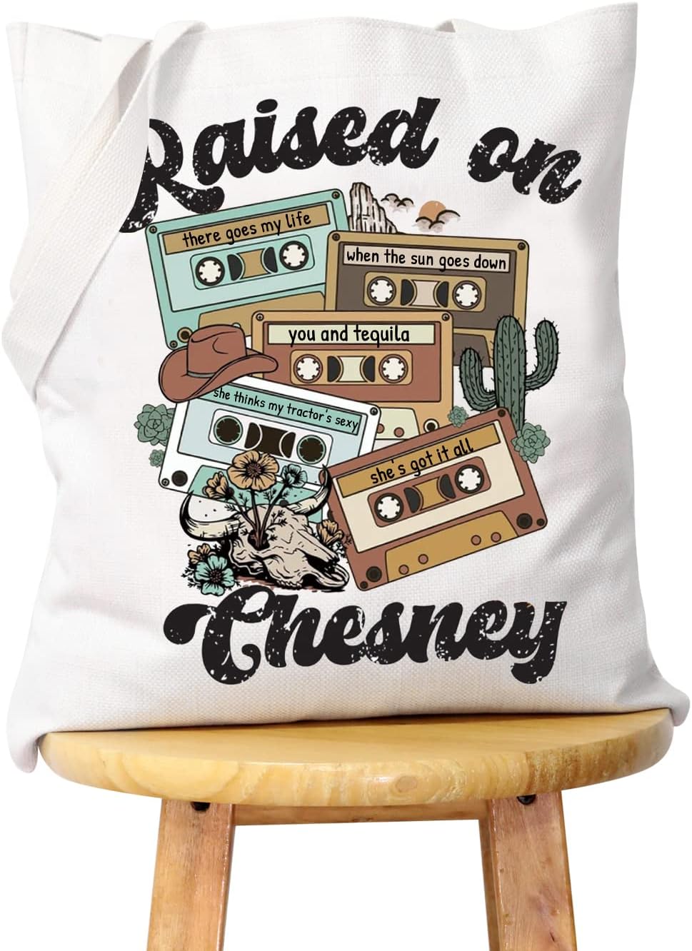 KUIYAI Country Music Gift Classic Country Music Gift Raised On Chesney Music Shopping Bag, Raised on Chesney
