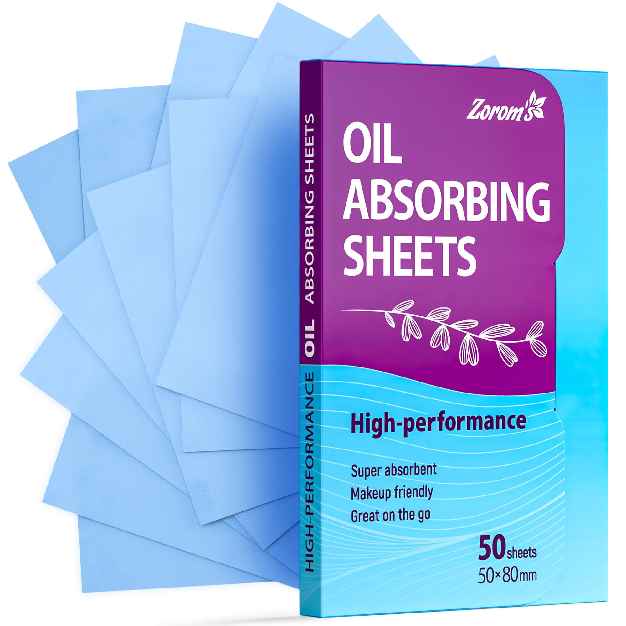 High-Performance Oil Absorbing Sheets for Face - 50 sheets - Makeup Friendly Blotting Papers for Oily Skin - Oil Blotting Sheets for Face