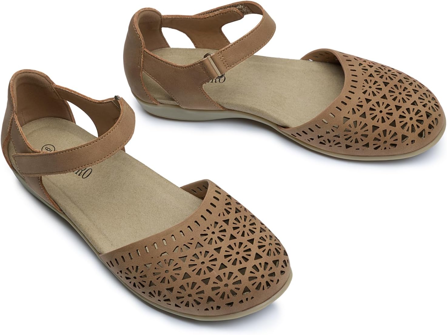 Rihero Summer Casual Closed Toe Sandals Women Comfortable Footbed Arch Support Flat Sandals with Adjustable Strap - Image 5