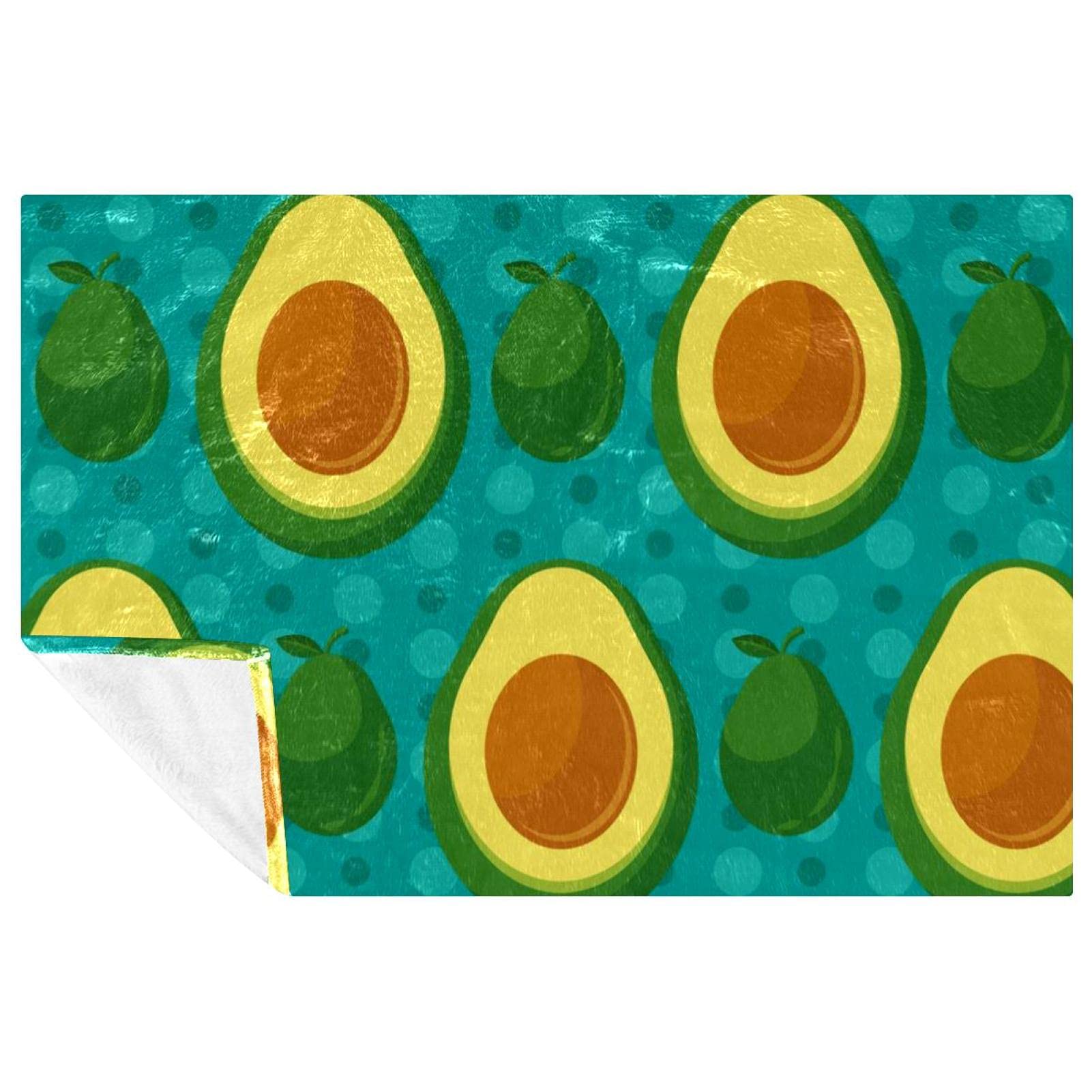 Couverture douce et chaude 150x100 cm, plaid lit et canapé motif avocat imprimé original