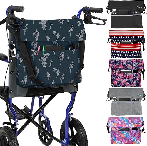 Miniatura 73 de Bolsa para silla de ruedas, Floral púrpura