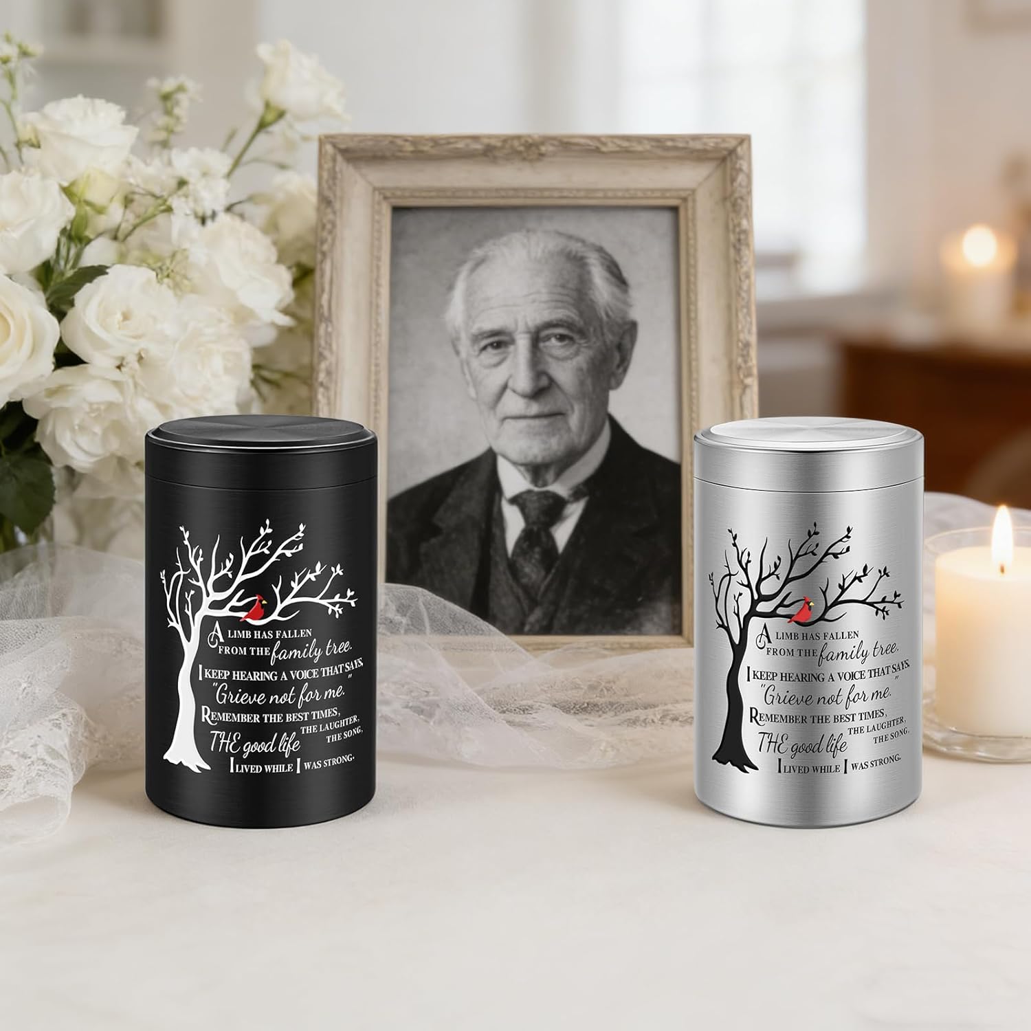 Dletay Set of 4 Small Urns for Human Ashes Memorial Decorative Mini Cremation Urns for Women Men Tree of Life Aluminum Ashes Keepsake Sharing 3.54 Inch