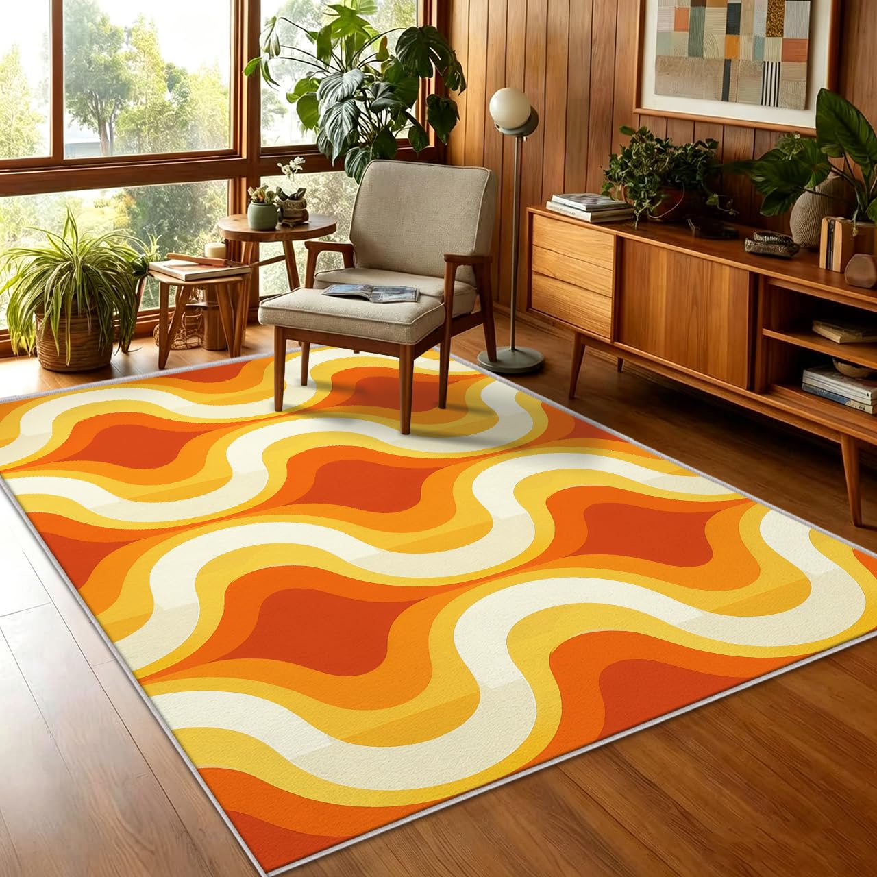 Tapis Orange Jaune Salon Chambre Interieur 160x200 cm