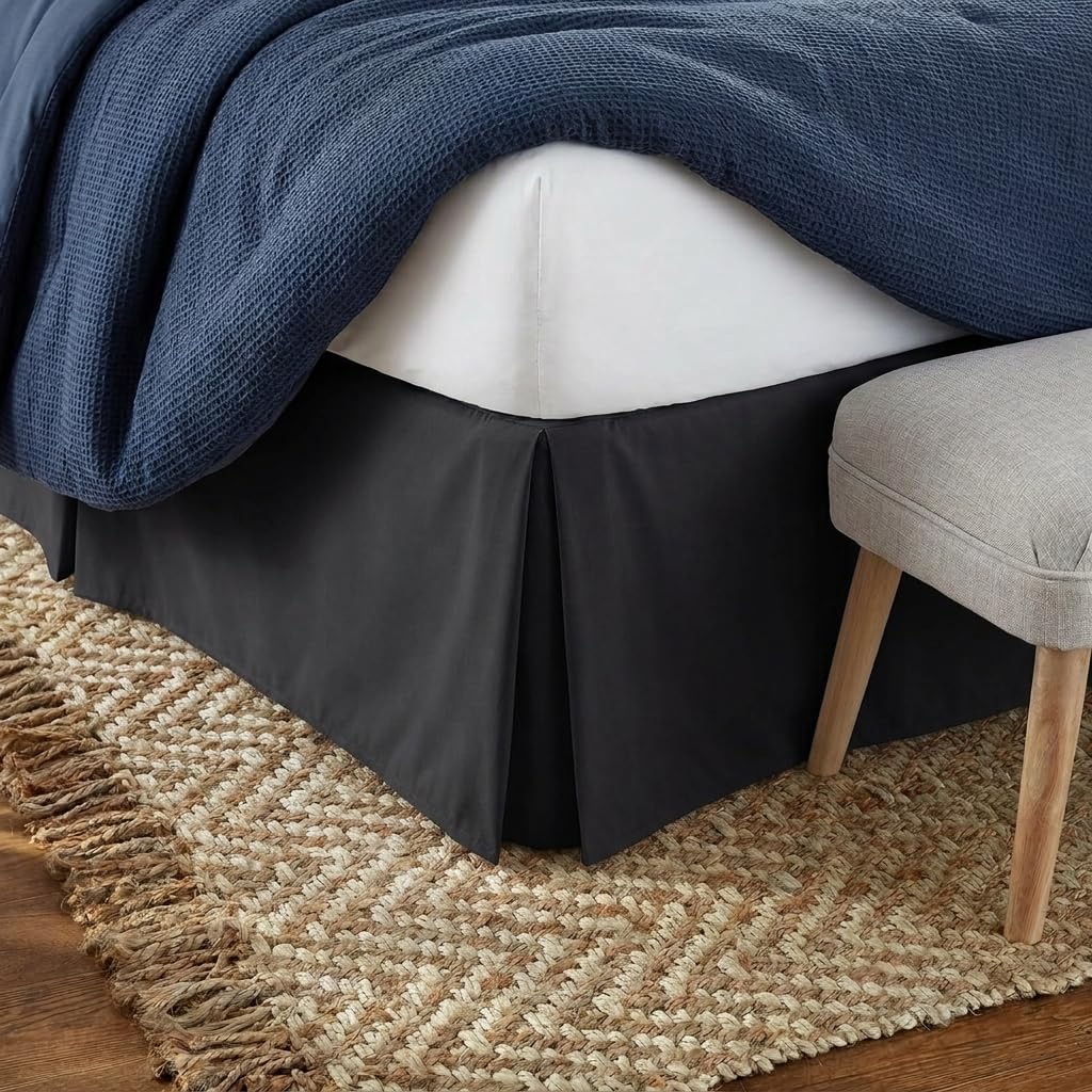Linen Market Pleated Bed Skirt, Twin X-Large, Black
